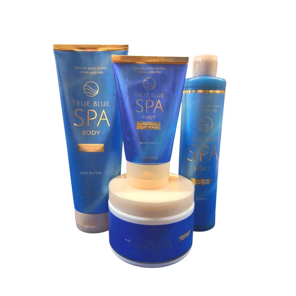 True Blue Spa Bath & Body Works 4pcs Bundle Relax Lounge FOOT Soak‎ Exfoliate